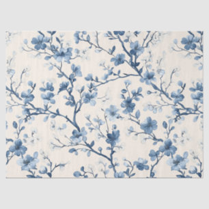 Blauw Vintage Bloem Motief (4) Tissuepapier
