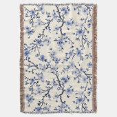 Blauw Vintage Bloem Motief (5) Deken (Voorkant Verticaal)
