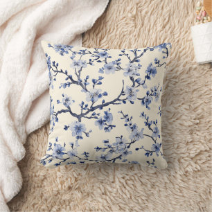 Blauw Vintage Bloem Motief (5) Kussen