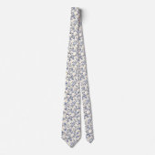 Blauw Vintage Bloem Motief (5) Stropdas (Voorkant)