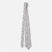 Blauw Vintage Bloem Motief (5) Stropdas (Achterkant)