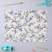 Blauw Vintage Bloem Motief (5) Tissuepapier (Craft)