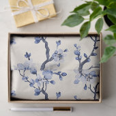 Blauw Vintage Bloem Motief (5) Tissuepapier (Geschenk)