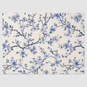 Blauw Vintage Bloem Motief (5) Tissuepapier