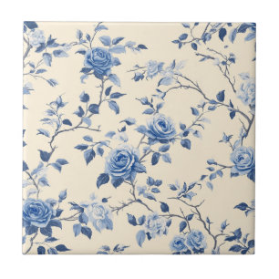 Blauw Vintage Bloem Motief (6) Tegeltje