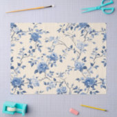 Blauw Vintage Bloem Motief (6) Tissuepapier (Craft)