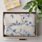 Blauw Vintage Bloem Motief (6) Tissuepapier (Geschenk)