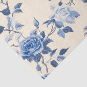 Blauw Vintage Bloem Motief (6) Tissuepapier (Detail)