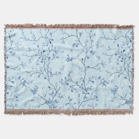 Blauw Vintage Bloem Motief (7) Deken (Voorkant)