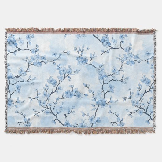 Blauw Vintage Bloem Motief (8) Deken (Voorkant)