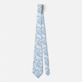 Blauw Vintage Bloem Motief (8) Stropdas (Voorkant)
