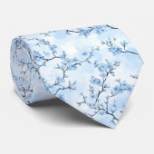 Blauw Vintage Bloem Motief (8) Stropdas (Opgerold)