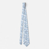 Blauw Vintage Bloem Motief (8) Stropdas (Achterkant)