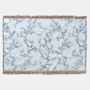 Blauw Vintage Bloem Motief (9) Deken