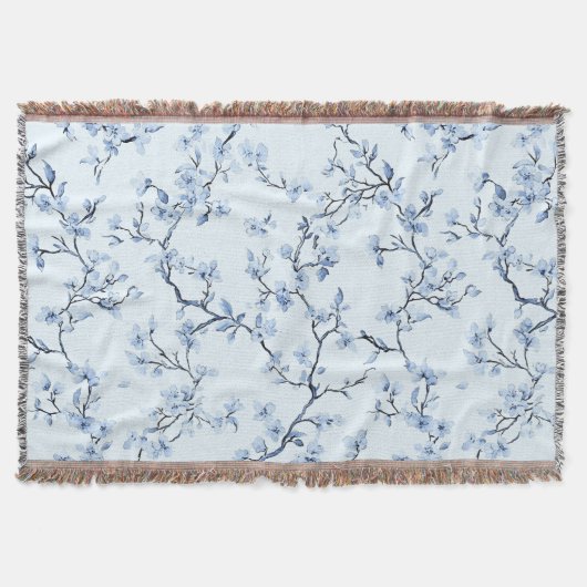 Blauw Vintage Bloem Motief (9) Deken (Voorkant)