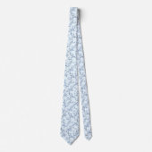 Blauw Vintage Bloem Motief (9) Stropdas (Voorkant)