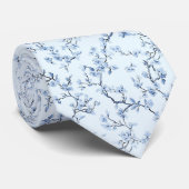 Blauw Vintage Bloem Motief (9) Stropdas (Opgerold)