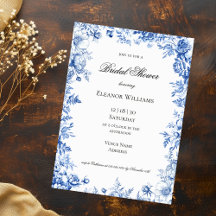 Blauw Vintage Bloem Motief Bruidsmeisjesfeest