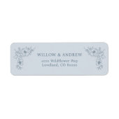 Blauw Vintage Bloemen Retouradreslabel Etiket (Voorkant)