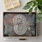 Blauw Vintage Bloemenschildering Decoupage Tissuepapier (Geschenk)