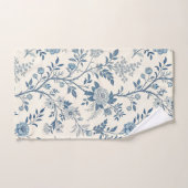Blauw Vintage Bloemmotief Bad Handdoek (Handdoek)