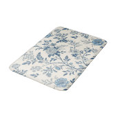 Blauw Vintage Bloemmotief Badmat (Gekanteld)