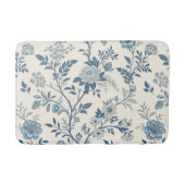 Blauw Vintage Bloemmotief Badmat (Voorkant)