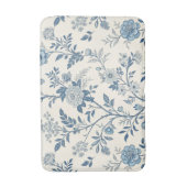 Blauw Vintage Bloemmotief Badmat (Voorkant Verticaal)