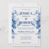 Blauw Vintage Bloemmotief Chinoiserie Geïnspireerd Kaart (Voorkant)