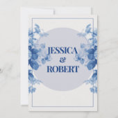 Blauw Vintage Bloemmotief Chinoiserie Geïnspireerd Kaart (Achterkant)