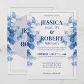 Blauw Vintage Bloemmotief Chinoiserie Geïnspireerd Kaart (Voorkant / Achterkant)