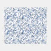 Blauw Vintage Bloemmotief Elegant Fleece Deken (Voorkant (Horizontaal))