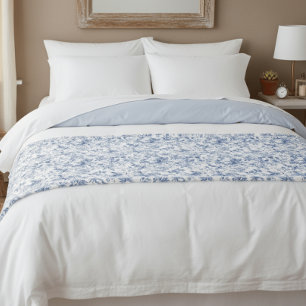 Blauw Vintage Bloemmotief Elegant Fleece Deken