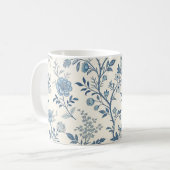 Blauw Vintage Bloemmotief Koffiemok (Voorkant links)