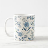 Blauw Vintage Bloemmotief Koffiemok (Links)
