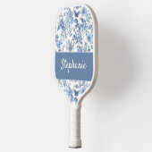 Blauw Vintage Bloemmotief Monogram Pickleball Paddle (Links)