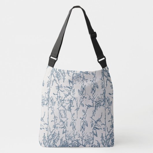 Blauw Vintage Bloemmotief Tas (Voorkant)