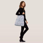Blauw Vintage Bloemmotief Tas (Op model)