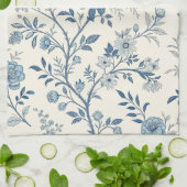 Blauw Vintage Bloemmotief Theedoek (Gevouwen)