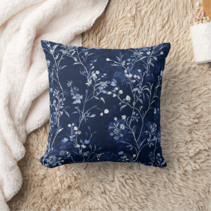 Blauw Vintage Bloemmotief Toile Patroon (10) Kussen