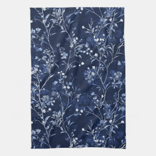 Blauw Vintage Bloemmotief Toile Patroon (10) Theedoek