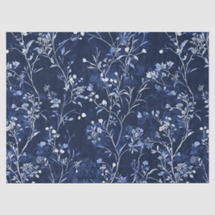Blauw Vintage Bloemmotief Toile Patroon (10) Tissuepapier