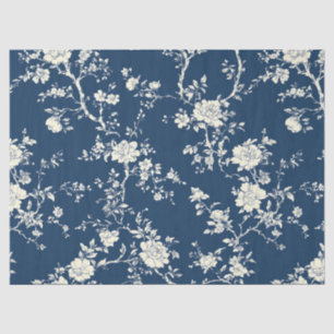 Blauw Vintage Bloemmotief Toile Patroon (11) Tissuepapier