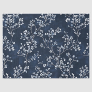 Blauw Vintage Bloemmotief Toile Patroon (13) Tissuepapier