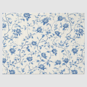 Blauw Vintage Bloemmotief Toile Patroon (3) Tissuepapier