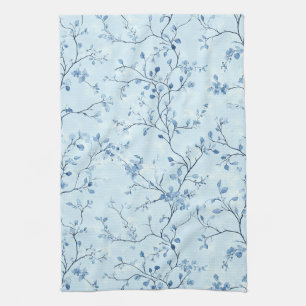Blauw Vintage Bloemmotief Toile Patroon (7) Theedoek