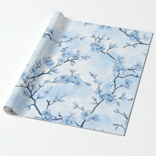 Blauw Vintage Bloemmotief Toile Patroon (8) Cadeaupapier