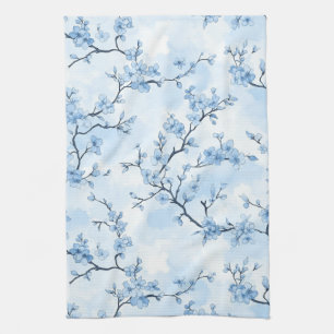 Blauw Vintage Bloemmotief Toile Patroon (8) Theedoek