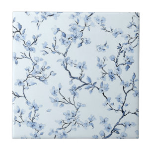 Blauw Vintage Bloemmotief Toile Patroon (9) Tegeltje