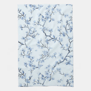 Blauw Vintage Bloemmotief Toile Patroon (9) Theedoek